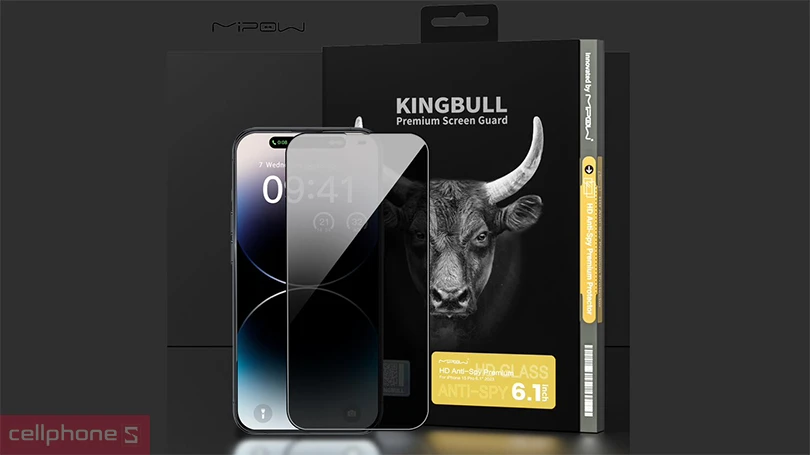 Dán màn hình iPhone 15 Pro Mipow Premium Privacy Full chống nhìn trộm - Bảo mật và bảo vệ tối ưu