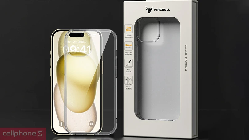 Ốp lưng iPhone 15 Mipow Tempered Glass - Độ bền cao, cứng cáp