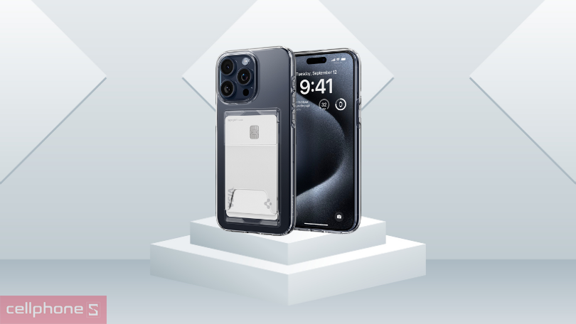 Ốp lưng iPhone 15 Pro Spigen Crystal Slot - Chống trầy xước ấn tượng, thiết kế khe chứa thẻ thông minh