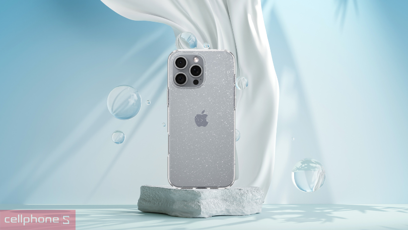 Ốp lưng iPhone 16 Pro Spigen Liquid Crystal Glitter lấp lánh, chống rơi Air Cushion