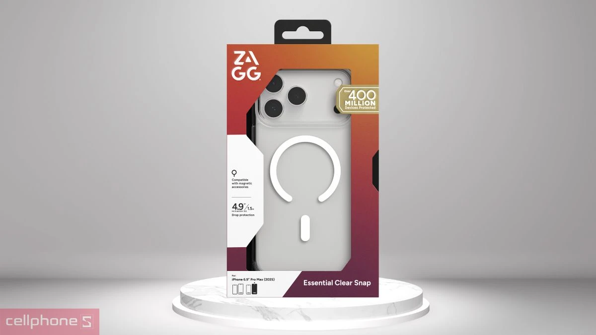Ốp lưng iPhone 17 Pro Max Zagg Esntl With MagSafe Clear trong suốt - Bảo vệ toàn diện