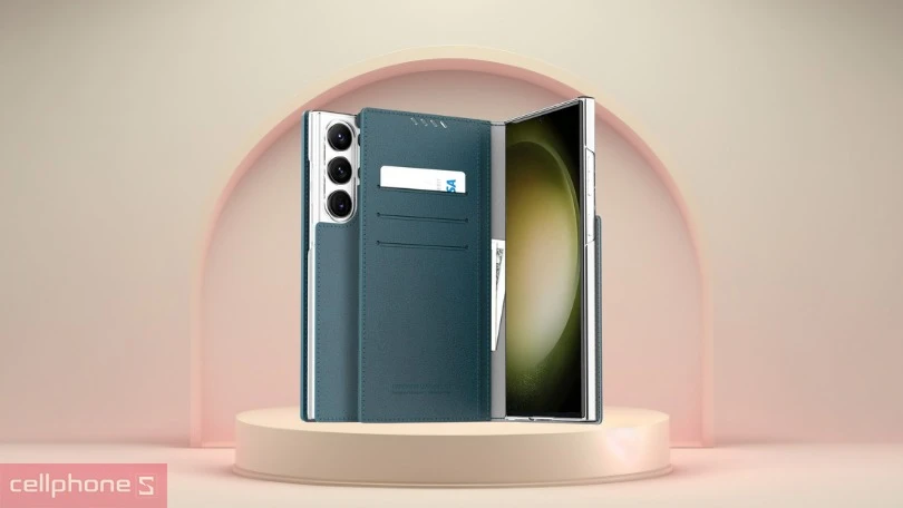 Ốp lưng Samsung Galaxy S23 Ultra Araree Mustang Diary Ash: da cao cấp, nhiều ngăn 