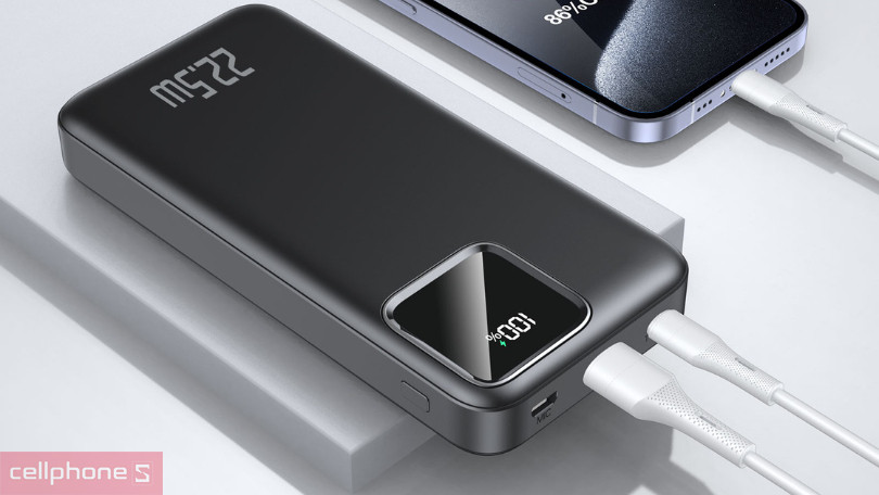 Thiết kế sạc dự phòng Trusmi PB02 20000mAh PD 22.5W kèm cáp Type C to Lightning