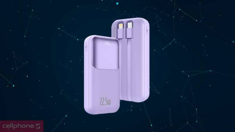 Thiết kế pin sạc dự phòng Trusmi Ultra mini Digital PB06 22.5W 10.000mAh