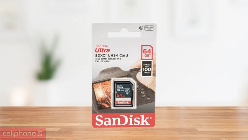 Thiết kế thẻ nhớ SDHC Sandisk Class 10 100MBS 64GB 