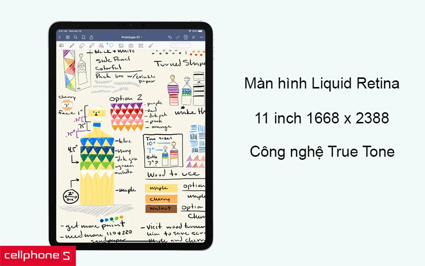 màn hình Liquid Retina, độ phân giải 1668 x 2388 pixel