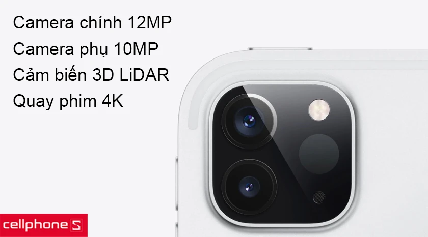 Hệ thống camera được nâng cấp 12MP-10MP và cảm biến TOF 3D LiDAR, quay phim 4K