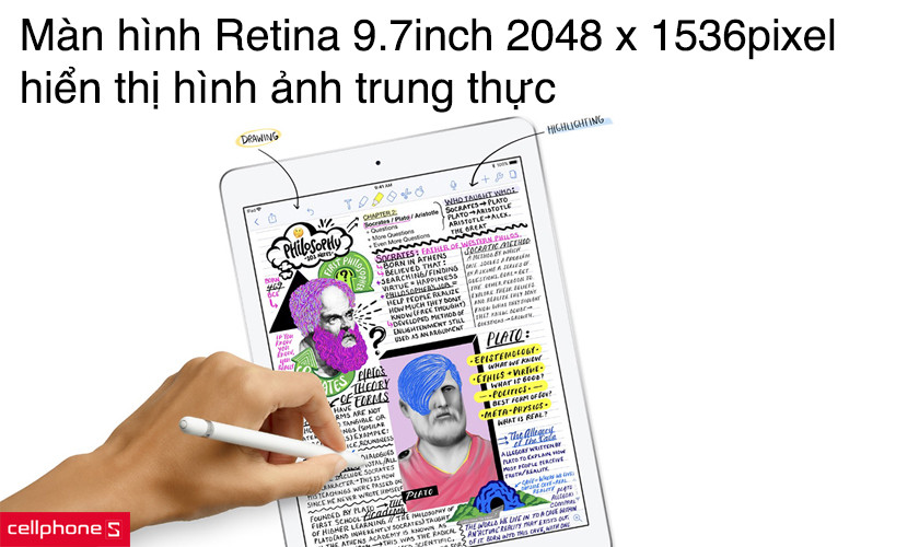 Màn hình Retina 9.7inch 2048 x 1536 pixel hiển thị hình ảnh trung thực