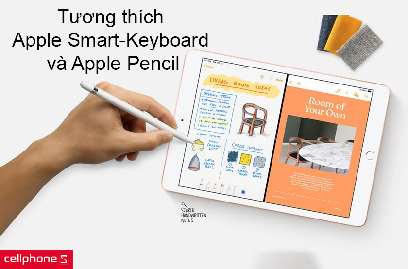 iPad 10.2 vẫn tương thích được với Apple Pencil và bàn phím Appel smart-keyboard