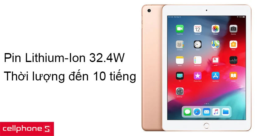 Pin Lithium-Ion 32.4W cho thời lượng sử dụng lên đến 10 tiếng