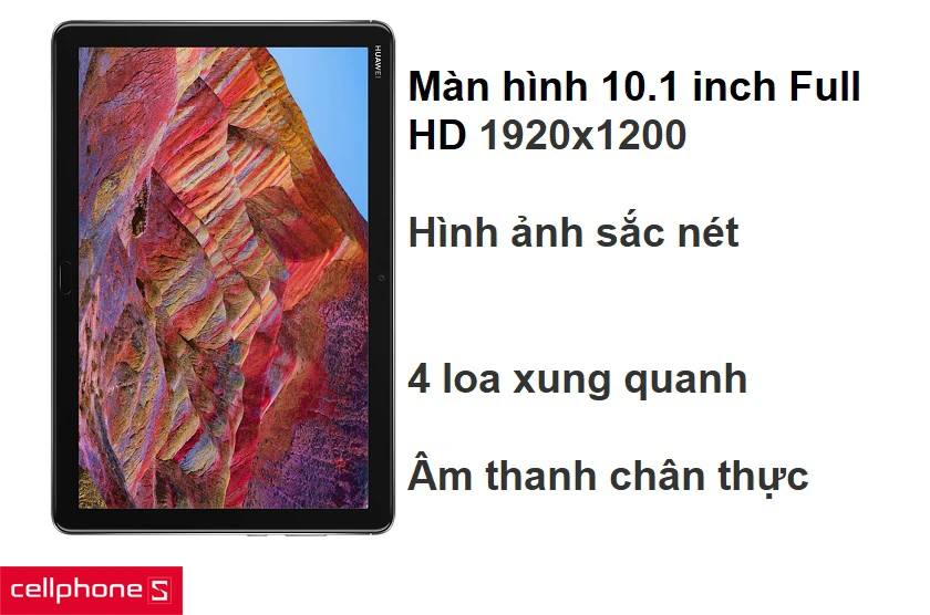 Huawei Mediapad M5 Lite sở hữu màn hình Full HD cùng hệ thống âm thanh vòm đẳng cấp