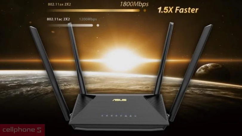 Router Wifi 6 băng tần kép Asus RT-AX52 AX1800 - Tăng phạm vi phủ sóng, tốc độ kết nối nhanh hơn