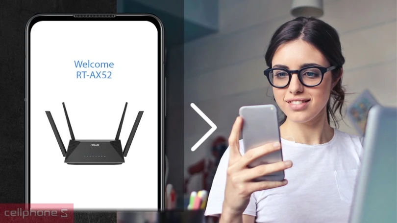 Router Wifi 6 băng tần kép Asus RT-AX52 AX1800 - Tăng phạm vi phủ sóng, tốc độ kết nối nhanh hơn