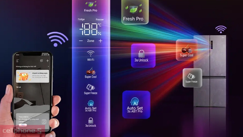 Hướng dẫn kết nối tủ lạnh AQUA AQR-M727XA(GS)U1 660 lít với app