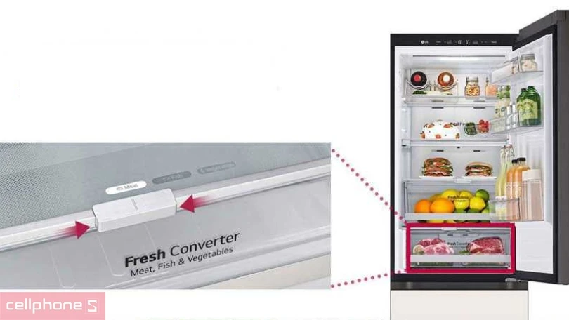Dung tích chứa của tủ lạnh LG Inverter Instaview LBB33BGMAI 340 lít