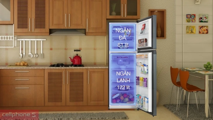 Dung tích chứa, kích thước của tủ lạnh Toshiba GR-RT303WE-PMV(52) 233 lít