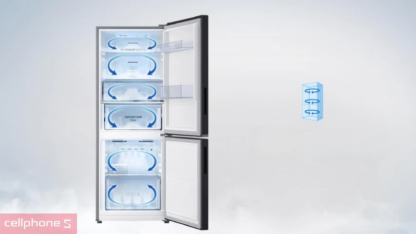 Bộ lọc khử mùi và công nghệ làm lạnh vòm của tủ lạnh Samsung Inverter RB27N4010BU/SV 280 lít