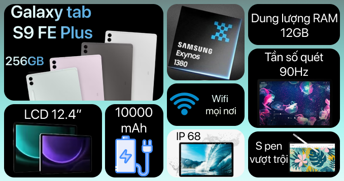 Samsung Galaxy Tab S9 FE Plus WIFI 12GB 256GB - Chỉ có tại CellphoneS