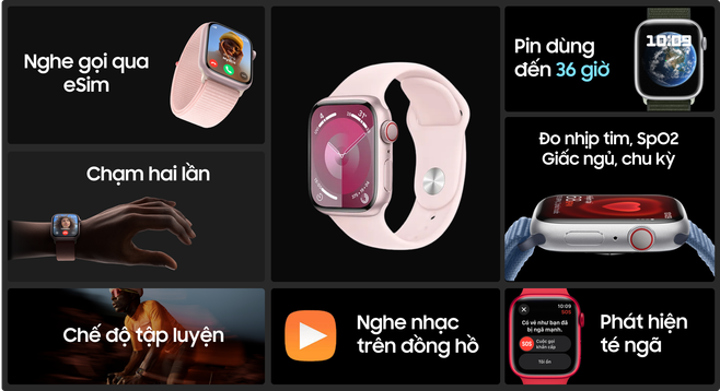 Apple Watch Series 9 41mm (4G) viền nhôm dây cao su | Chính hãng Apple Việt Nam
