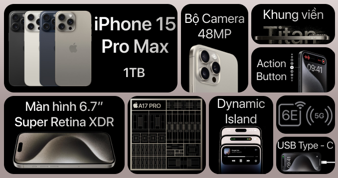 iPhone 15 Pro Max 1TB | Chính hãng VN/A