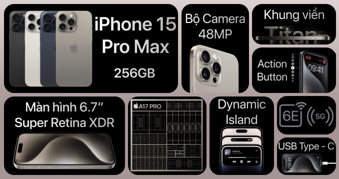iPhone 15 Pro Max 256GB | Chính hãng VN/A