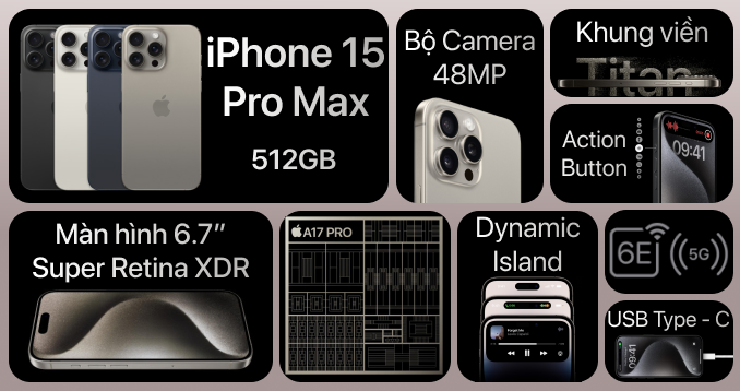 iPhone 15 Pro Max 512GB | Chính hãng VN/A