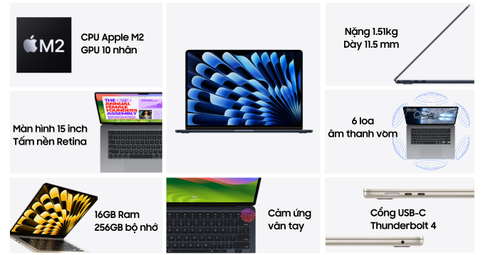 MacBook Air 15 inch M2 2023 16GB 256GB | Chính hãng Apple Việt Nam