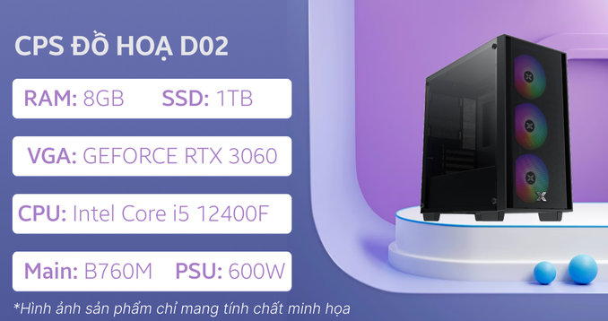 PC CPS Đồ Hoạ D02 i5 12400F / 16GB - 256GB / RTX 3060