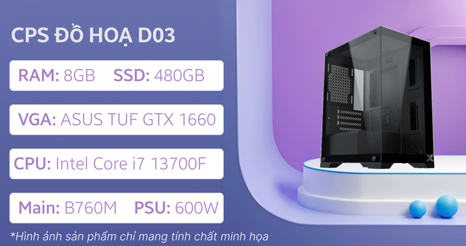 PC CPS Đồ Hoạ D03 i7 13700F / 16GB - 256GB / RTX 3050
