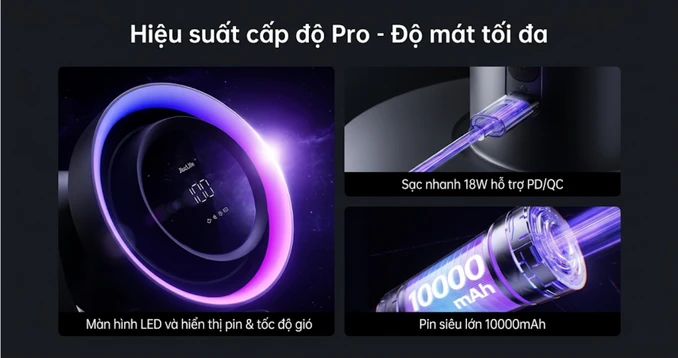 Quạt để bàn tích điện Jisulife Table Fan Pro 3 10000mAh - 6