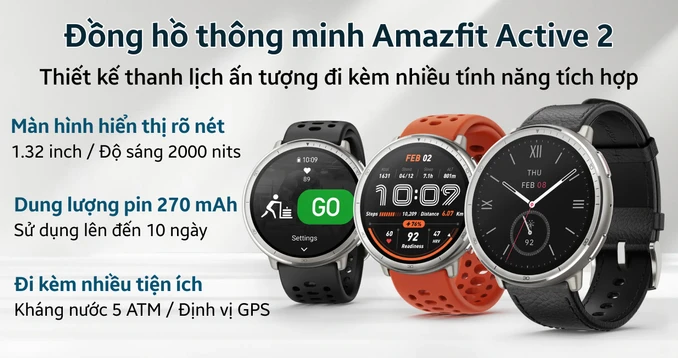 Đồng hồ thông minh Amazfit Active 2 Premium Sapphire