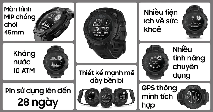 Đồng hồ thông minh Garmin Instinct 3 Tactical Solar 45mm