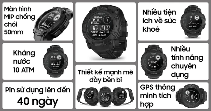 Đồng hồ thông minh Garmin Instinct 3 Tactical Solar 50mm