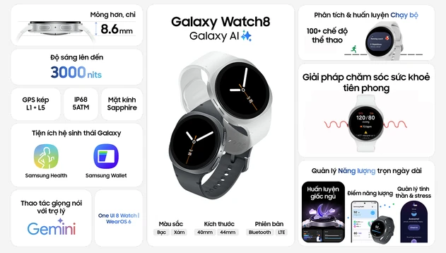 Samsung Galaxy Watch 8 LTE 40mm | Giá tốt, BH 12 tháng