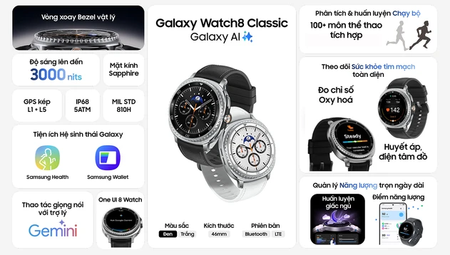 Đồng hồ thông minh Samsung Galaxy Watch8 Classic 46mm