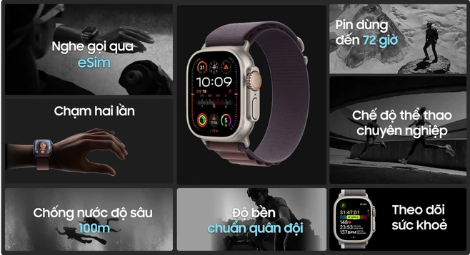 Apple Watch Ultra 2 49mm (4G) viền titan dây vải Alpine cỡ nhỏ | Chính hãng VN/A
