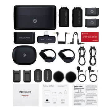 Microphone thu âm không dây Hollyland Lark Max 2 Ultimate Combo Camera + USB-C RX + OWS Earphone Microphone thu âm không dây Hollyland Lark Max 2 Ultimate Combo Camera + USB-C RX + OWS Earphone - 2