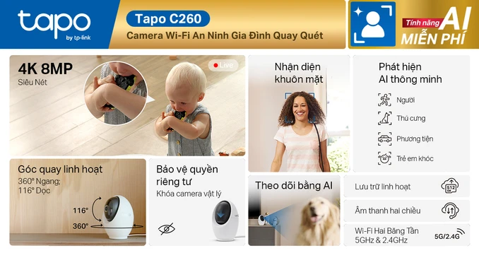 Camera IP 360 độ 8MP TP-Link Tapo C260
