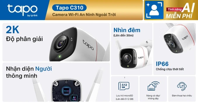 Camera IP ngoài trời 3MP TP-Link Tapo C310 - 1