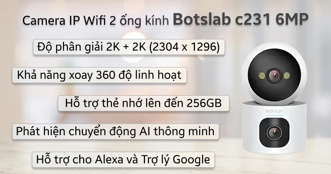Camera IP 360 độ 6MP Botslab C231 2 ống kính