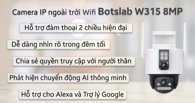 Camera IP ngoài trời 360 độ 8MP Botslab W315 Fullcolor 2 ống kính