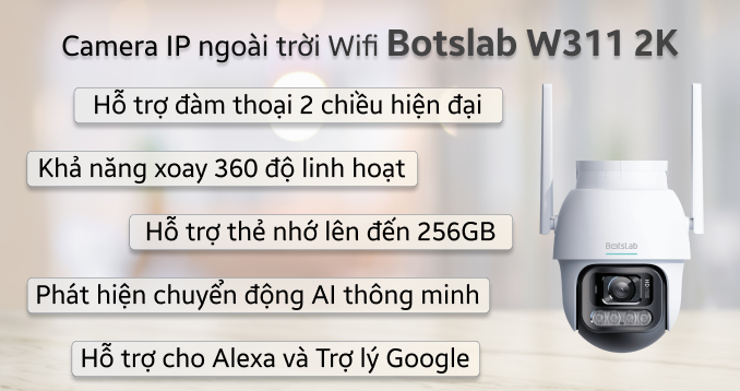 Camera IP ngoài trời 360 độ 3MP Botslab W311 2K Fullcolor