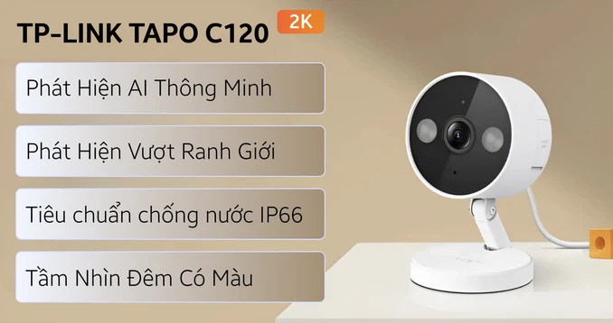 Camera IP WiFi ngoài trời TP-Link Tapo C120 4MP