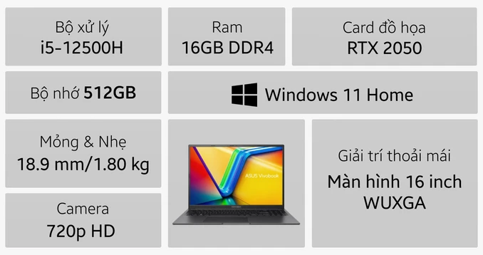 Laptop ASUS Gaming VivoBook K3605ZF-RP634W