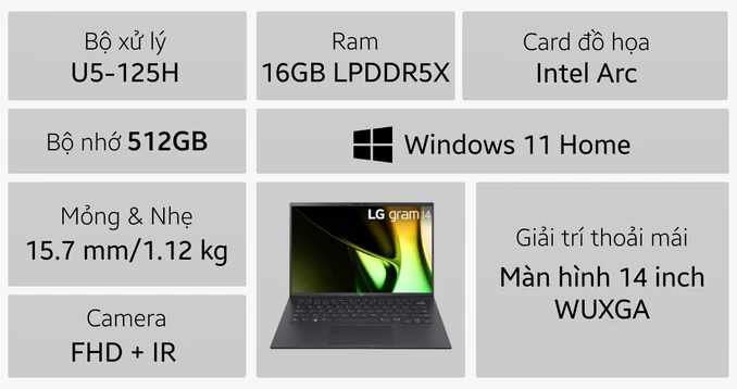 Laptop LG Gram 2024 14Z90S-G.AH55A5 | Giá rẻ, trả góp 0% Laptop LG Gram 2024 14Z90S-G.AH55A5 | Giá rẻ, trả góp 0%