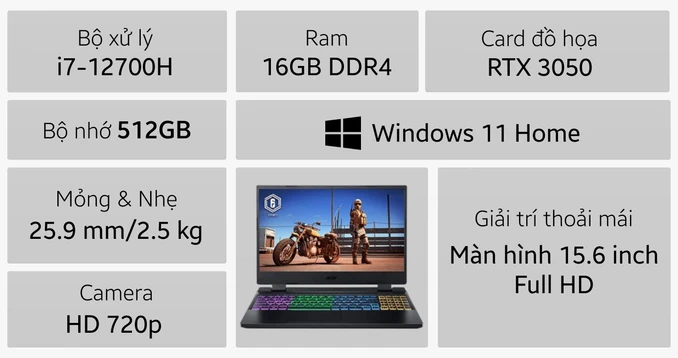 Laptop Gaming Acer Nitro 5 Tiger AN515 58 773Y