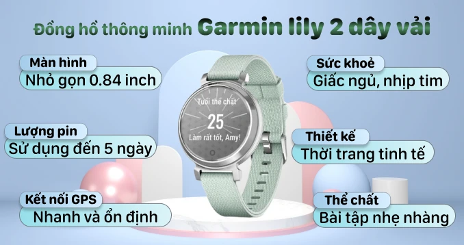Đồng hồ thông minh Garmin lily 2 dây vải