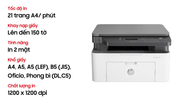 Máy in HP Laser MFP 136W Đa Chức Năng 4ZB86A