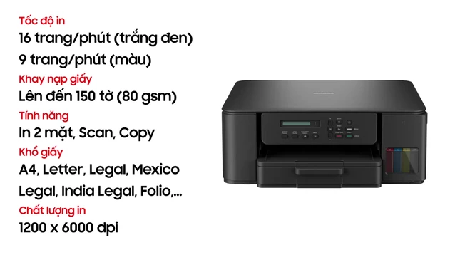 Máy in phun màu Brother DCP-T530DW đa chức năng (In, Scan, Copy)