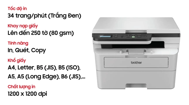 Máy in Laser Brother DCP-B7620DW đa chức năng (In, Scan, Copy)